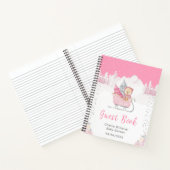 Winter Bear Pink Sleigh Baby Shower Guest Book ノートブック (内部)