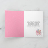 Winter Bear Pink Sleigh Baby Shower Thank You サンキューカード (内部)