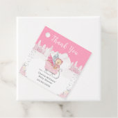 Winter Bear Pink Sleigh Baby Shower Thank You フェイバータグ (インサイチュ)