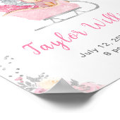 Winter Bear Pink Sleigh Birth Statistics ポスター (角)