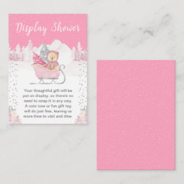 Winter Bear Pink Sleigh Display Shower エンクロージャーカード