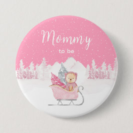 Winter Bear Pink Sleigh Mommy To Be 缶バッジ