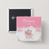 Winter Bear Pink Sleigh Mommy To Be 缶バッジ (正面&裏面)