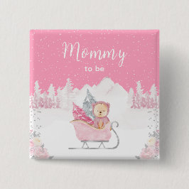 Winter Bear Pink Sleigh Mommy To Be 缶バッジ