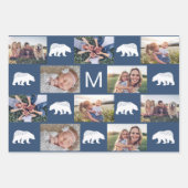 Winter Bearsお洒落モノグラム写真コラージュ ラッピングペーパーシート (正面3)