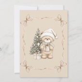 Winter Beige Teddy Bear Christmas Baby Shower 招待状 (裏面)