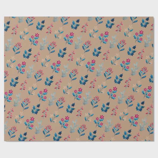 Winter berries and greenery Wrapping Paper roll ラッピングペーパー (フラット)