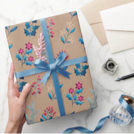 Winter berries and greenery Wrapping Paper roll ラッピングペーパー