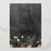 Winter Berries Black Seasons Greetings Photo 箔シーズンカード (裏面)