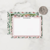 Winter Berries Sage Checkered Photo Note Card ノートカード (正面/裏面インサイチュ)