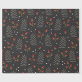 Winter Berry Botanical Christmas  ラッピングペーパー (フラット)