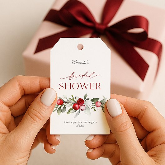 Winter Berry Bridal Shower Tag ギフトタグ
