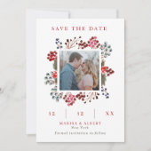 Winter Berry Frame結婚の写真の保存日 セーブザデート (正面)