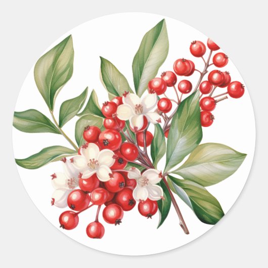 Winter Berry Stickers ラウンドシール (正面)