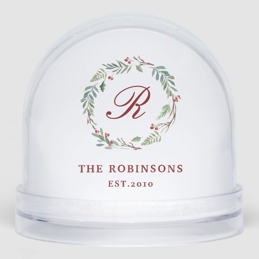 Winter Berry Wreath Family Name Monogram (正面)