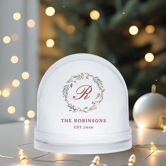 Winter Berry Wreath Family Name Monogram