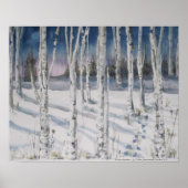Winter Birches watercolor ポスター (正面)