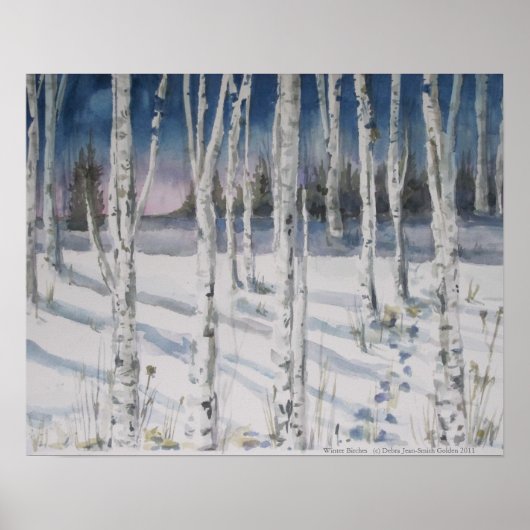 Winter Birches watercolor ポスター (正面)