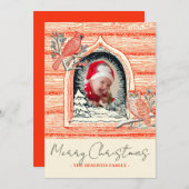 Winter Bird Nature Scene Photo Christmas シーズンカード (正面/裏面)