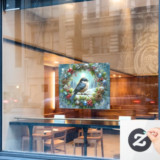 Winter Bird Window Cling ウィンドウサイン (カフェ窓)