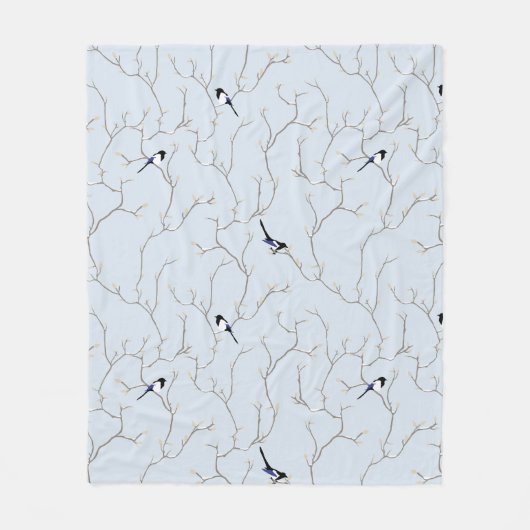 Winter BIrds フリースブランケット (正面)