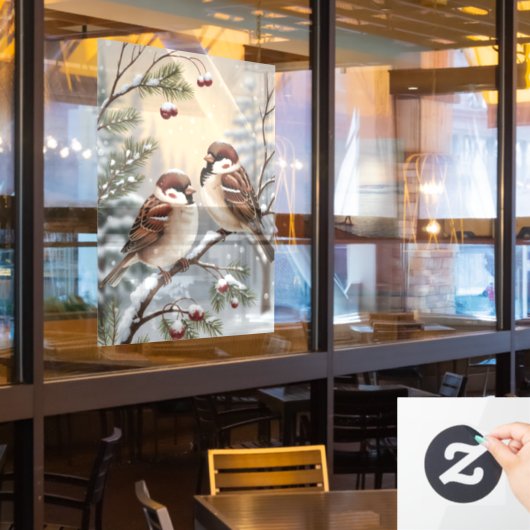 Winter Birds Window Cling ウィンドウサイン (レストラン窓)