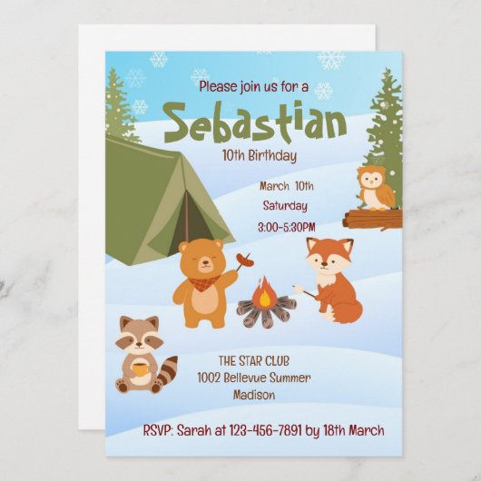 Winter Birthday invitation  招待状 (正面/裏面)