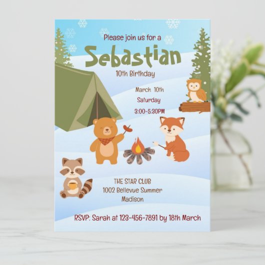 Winter Birthday invitation  招待状 (スタンド正面)