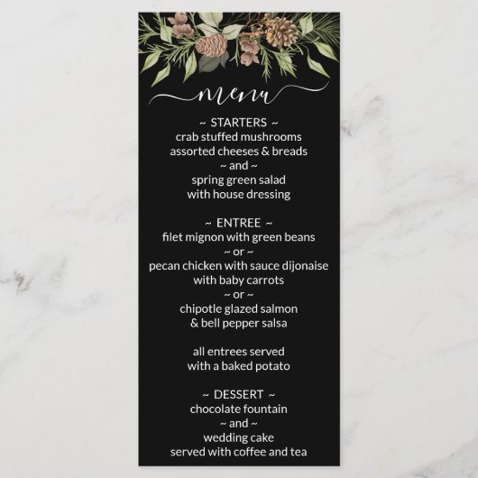 Winter Black and White エレガント Scriptのメ結婚ニュー メニュー (正面)