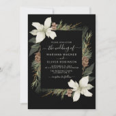 Winter Black and White エレガント Script結婚's 招待状 (正面)