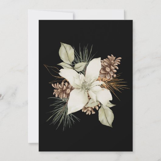 Winter Black and White エレガント Script結婚's 招待状 (裏面)