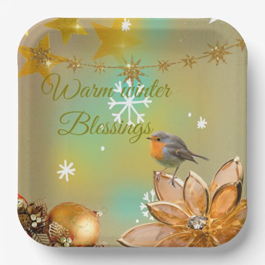 Winter Blessings paper plates  ペーパープレート (正面)
