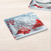 Winter Blossom Composition スクエアペーパーコースター (アングル)