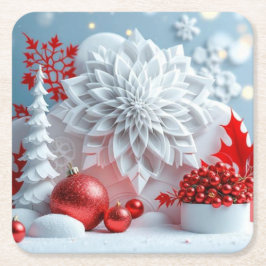 Winter Blossom Composition スクエアペーパーコースター