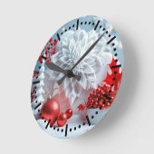 Winter Blossom Composition ラウンド壁時計 (傾斜)