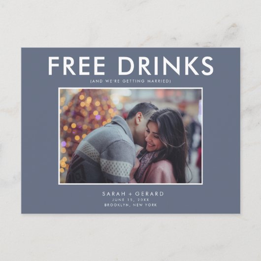 Winter Blueおもしろいの日結婚付の無料ドリ救ーズ 案内ポストカード (正面)