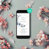 Winter Blueフローラ結婚フレームの写真 招待状