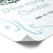 Winter Blue Bow Baby Shower Guess How Many Candies ポスター (角)