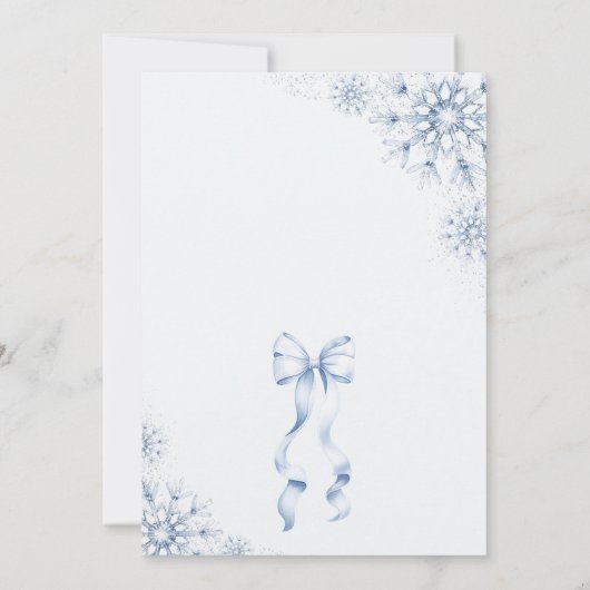 Winter Blue Bow Baby Shower Invitation 招待状 (裏面)