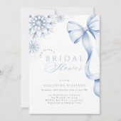 Winter Blue Bow Bridal Shower 招待状 (正面)
