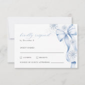 Winter Blue Bow Bridal Shower RSVP Card (正面)