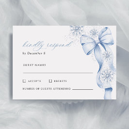 Winter Blue Bow Bridal Shower RSVP Card