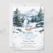 Winter Blue Bow Cradle Baby Shower 招待状 (正面)