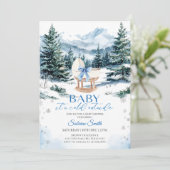 Winter Blue Bow Cradle Baby Shower 招待状 (スタンド正面)