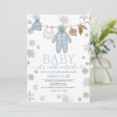 Winter Blue Boy Baby It’s Cold Outside Baby Shower 招待状 (スタンド正面)