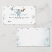 Winter Blue Boy Baby Shower Snow Diaper Raffle エンクロージャーカード (正面/裏面)