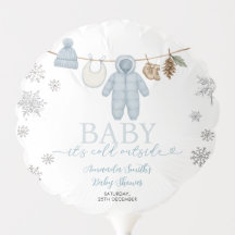 Winter Blue Boy Baby Shower Snowflake Clothesline