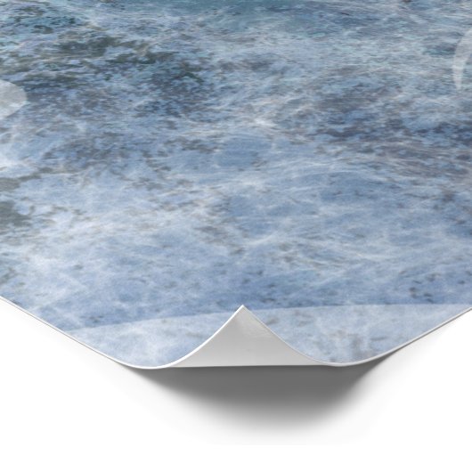 Winter Blue Christmas Cute Giraffe With Hat ポスター (角)