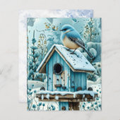 Winter Blue Christmas Robin Scrapbook Paper (正面/裏面)