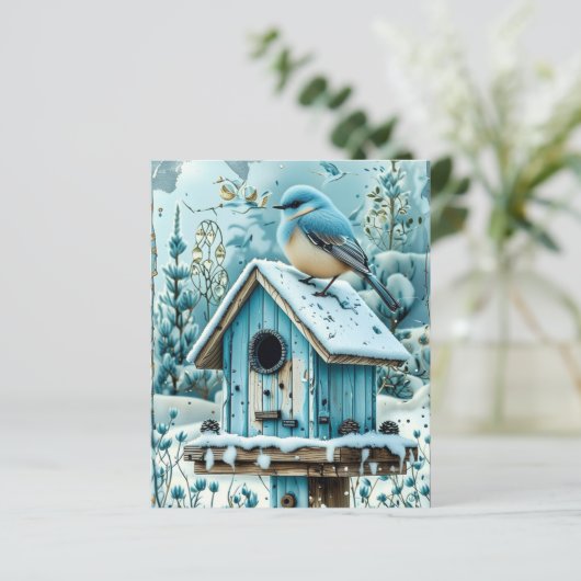 Winter Blue Christmas Robin Scrapbook Paper (スタンド正面)